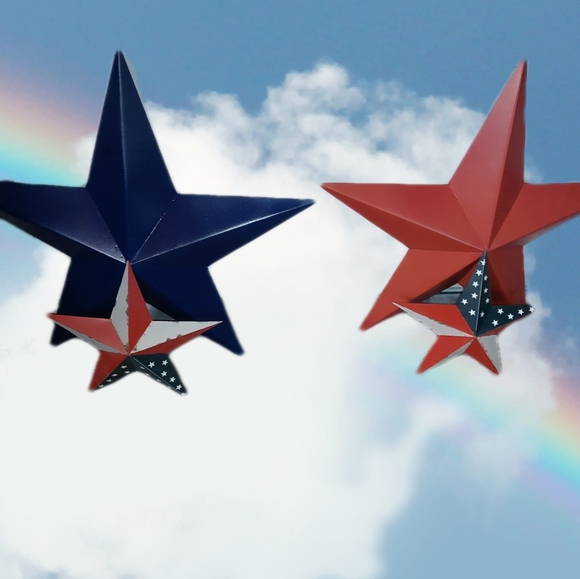 Americana Metal Barn Star Wall Decor, 12 and 14Inches. - Picture 1 of 5